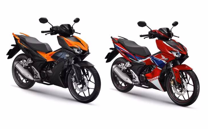 Honda Winner X bản đường đua (phải) và bản thể thao màu đen cam mới (bên trái).