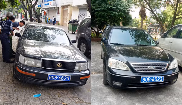 Chiếc ô tô có biển số giống với chiếc ô tô mà Báo Thanh tra đang sử dụng (bên phải). (Ảnh: CN)