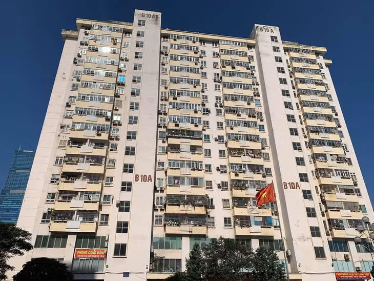 Tòa chung cư B10A, Nam Trung Yên, nơi xảy ra vụ tai nạn thang máy rơi tự do. Ảnh: Phạm Tuấn