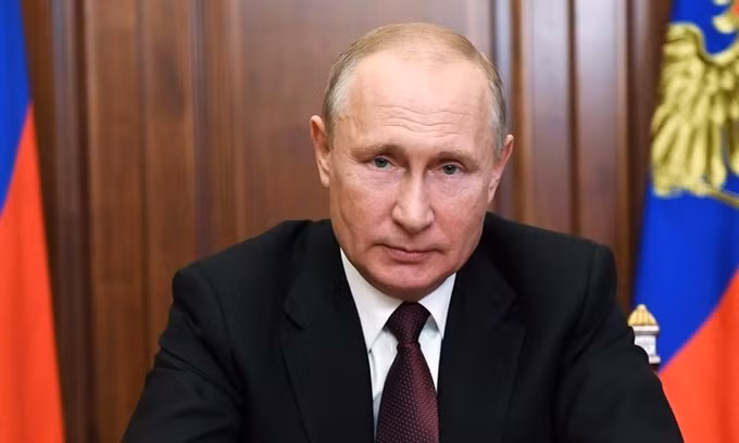 Tổng thống Nga Vladimir Putin có bài phát biểu trước toàn quốc hồi tháng 6. Ảnh: Reuters.