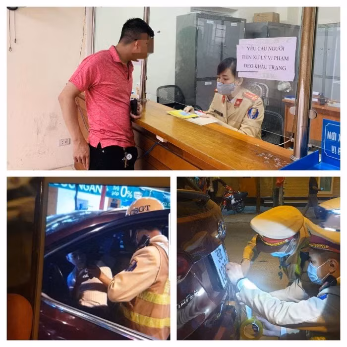 Một số hình ảnh vụ việc lái xe say ngủ trong xe không chấp hành kiểm tra nồng độ cồn tại ngã ba Nguyễn Văn Lộc - Trần Phú quận Thanh Xuân, TP Hà Nội.