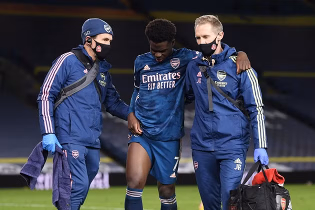  Bukayo Saka trong trận đấu với Leeds United.
