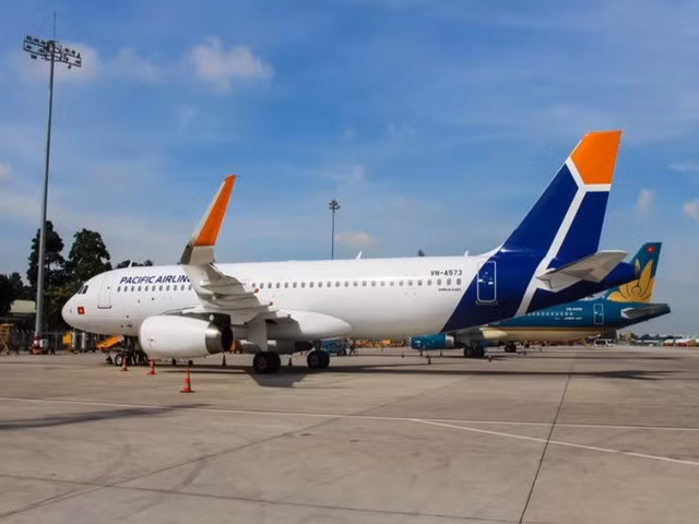 Máy bay Pacific Airlines tại sân bay Nội Bài. Ảnh: PLO.