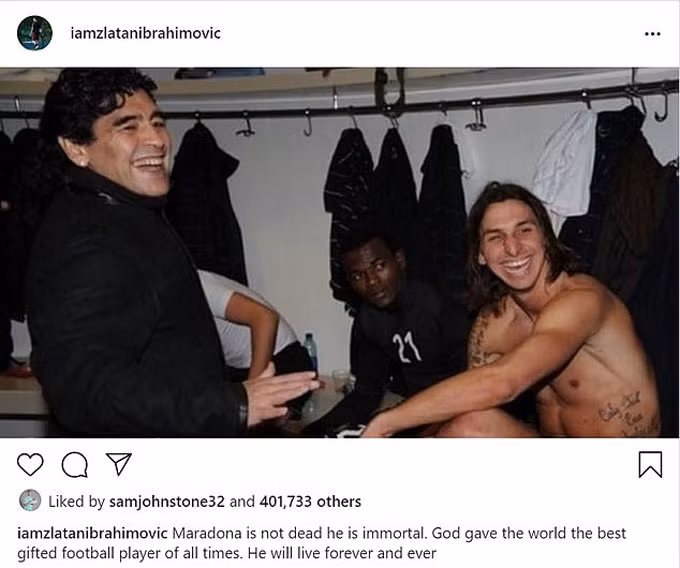 Ibrahimovic cũng tri ân Maradona