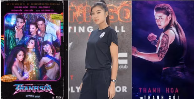 Từ trái sang: Poster 'Thanh sói' (2021), Đồng Ánh Quỳnh và diễn viên Thanh Hoa trong tạo hình Thanh sói 'Hai Phượng' (2019). (Ảnh: Nhà phát hành)