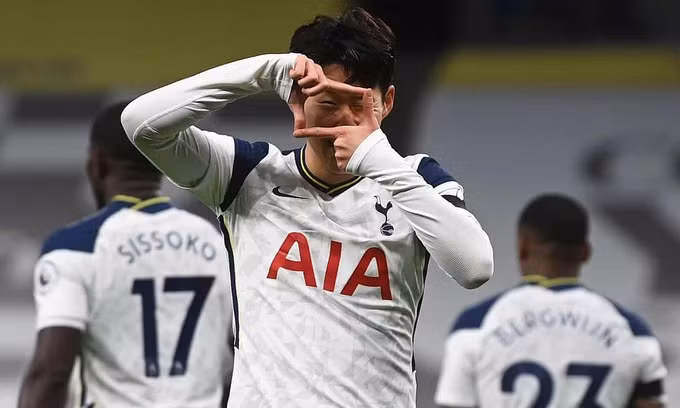 Son Heung-min có bàn thứ 9 sau 9 trận ở Ngoại hạng Anh mùa này. Ảnh: AFP.