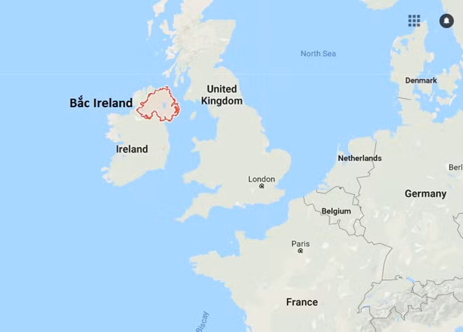 Với vị trí đặc biệt của Bắc Ireland, nhiều người muốn giữ sự hội nhập của khu vực này với thị trường chung EU ngay cả sau Brexit. Bản đồ: Google Maps.