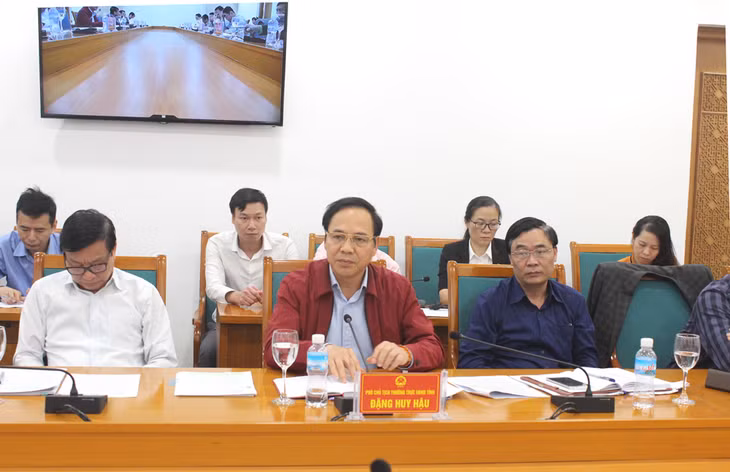 Đồng chí Đặng Huy Hậu, Phó Chủ tịch Thường trực UBND tỉnh phát biểu tại buổi làm việc.