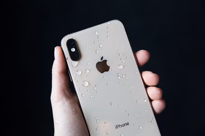 iPhone XS Max có thể sống sót khi rơi xuống hồ nhờ được tích hợp chuẩn kháng nước IP68. Ảnh: Mashable.
