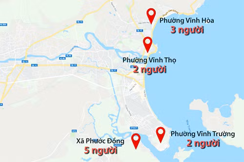 Các điểm sạt lở có nạn nhân tử vong ở TP Nha Trang.