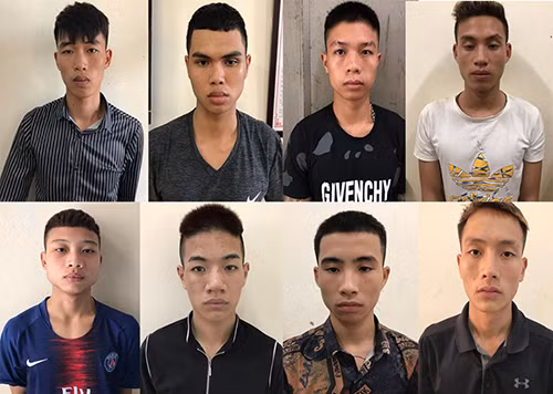 8 bị can tại cơ quan điều tra. Ảnh: Thùy Linh.
