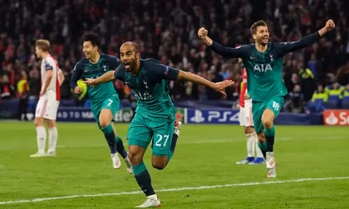 Ba bàn thắng của Lucas giúp Tottenham lần đầu vào chung kết Champions League. Ảnh: AMA.