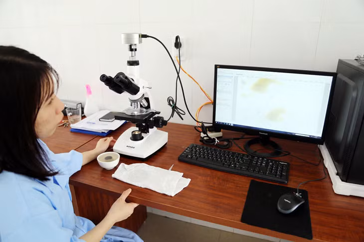 Công đoạn kiểm soát chất lượng tôm giống: Trước khi được bán ra thị trường, toàn bộ tôm giống của Tập đoàn Việt -Úc đều được kiểm soát chặt chẽ về chất lượng.