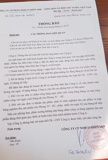 Thông báo của Công ty 