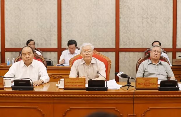 Tổng Bí thư, Chủ tịch nước Nguyễn Phú Trọng chủ trì cuộc họp của Bộ Chính trị. Ảnh: TTXVN