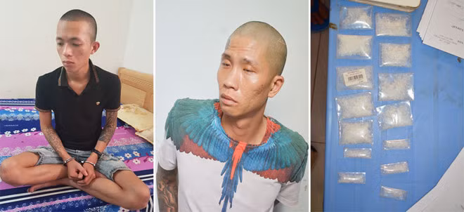  Từ trái qua: Võ Văn Sỹ, Đặng Sỹ Quý và tang vật