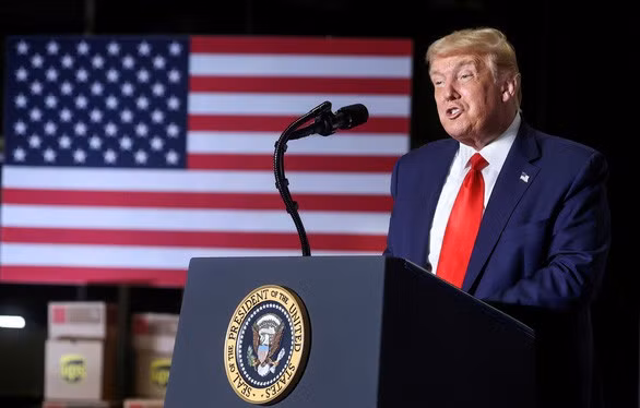 Tổng thống Trump nói về các kế hoạch xây dựng hạ tầng cho nước Mỹ trong sự kiện tổ chức tại Atlanta, bang Georgia. Ảnh: Reuters.