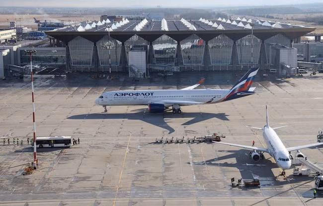 Máy bay của hãng hàng không Aeroflot tại sân bay Sheremetyevo, Nga. Ảnh: Bloomberg/Getty Images.