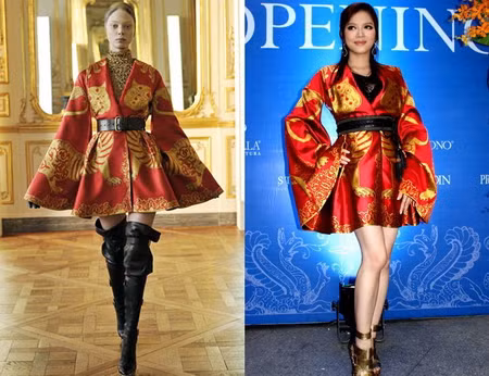 Chiếc váy "xịn" của Alexander McQueen được mang ra so sánh với chiếc váy mà người đẹp "hợm của" Lý Nhã Kỳ trưng diện