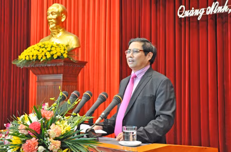 Đồng chí Bí thư Tỉnh uỷ Phạm Minh Chính phát biểu tại hội nghị