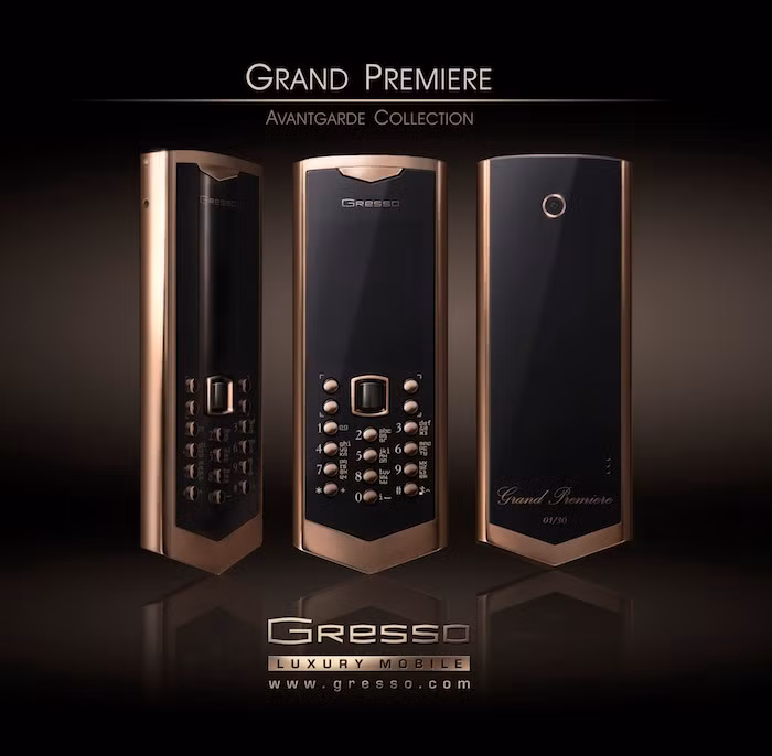 Gresso - nhà sản xuất các thiết bị cao cấp của Nga trong đó bao gồm cả những chiếc điện thoại di động xa xỉ đã bổ sung cho bộ sưu tập Avantgarde huyền thoại bằng dòng điện thoại Grand Premiere.