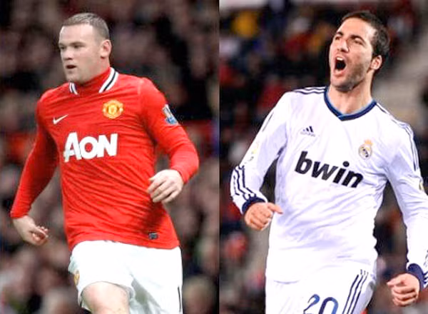 Rooney và Higuain (phải) nằm trong tầm ngắm của Arsenal.