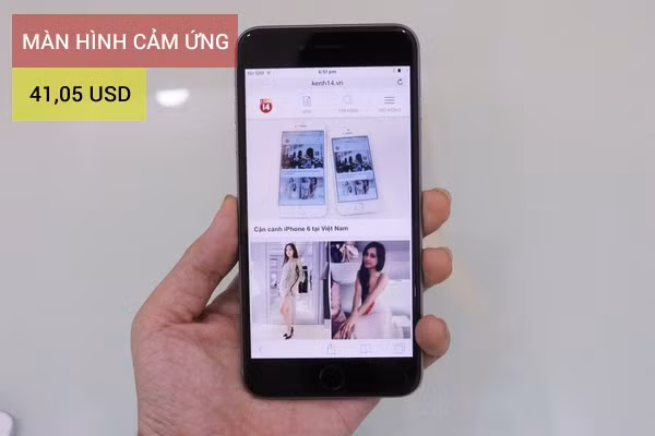 Giá phần màn hình của iPhone 6 là 41,5 USD trong khi đó con số này trên iPhone 5S là 36,09 USD.