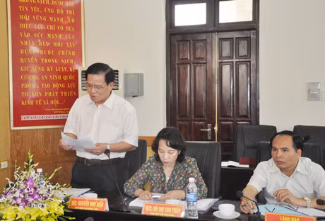 Phó Chủ tịch Thường trực HĐND tỉnh Nguyễn Như Hiền tham gia ý kiến tại buổi làm việc.