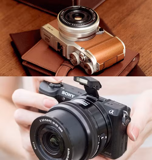 Fujifilm X-M1 (trên) và A5100 (dưới).