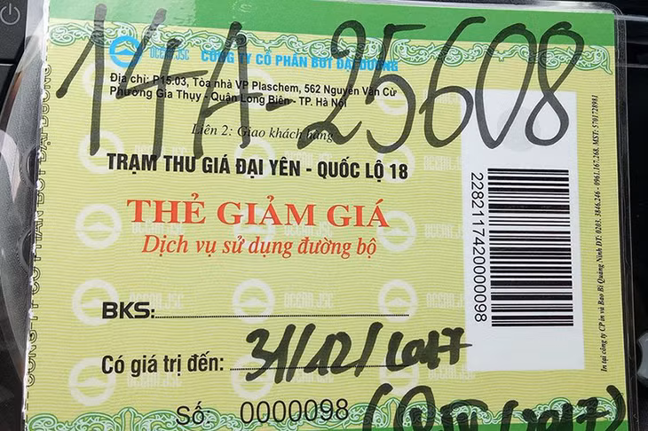 Thẻ miễn giảm giá đã được cấp cho người dân. Ảnh nguồn OtoFun Quảng Ninh