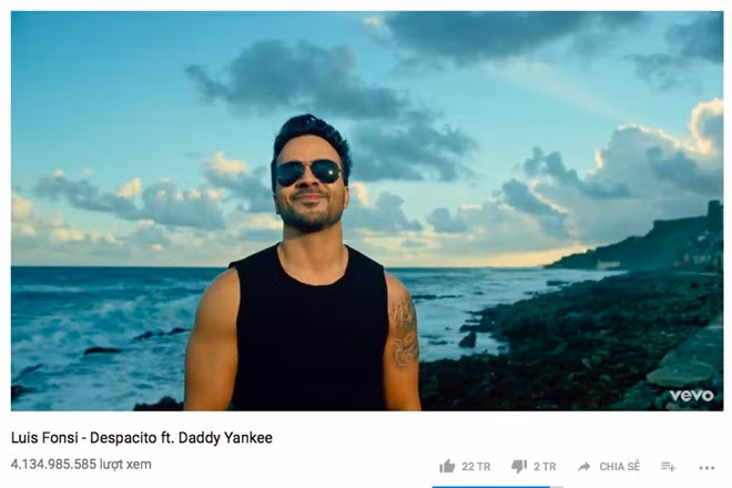 Lượt xem của Despacito sau 9 tháng. 