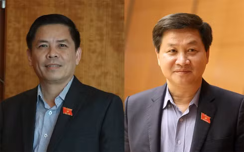 Bộ trưởng Bộ GTVT Nguyễn Văn Thể và Tổng Thanh tra Chính phủ Lê Minh Khái tại Kỳ họp thứ 4, Quốc hội khoá XIV