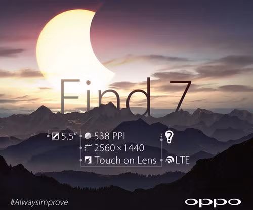 Oppo Find 7 hứa hẹn là smartphone màn hình Quad HD siêu nét tiếp theo ra mắt sau Galaxy S5.