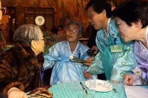 Cuộc đoàn tụ gia đình ly tán giữa hai miền Triều Tiên (Nguồn: Yonhap/TTXVN)