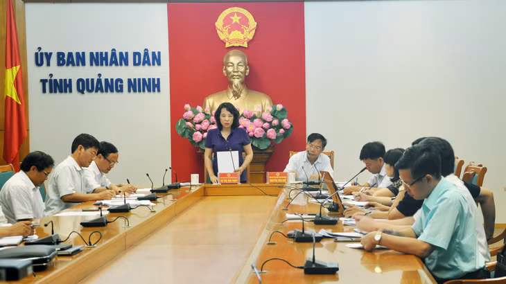 Đồng chí Vũ Thị Thu Thuỷ, Phó Chủ tịch UBND tỉnh phát biểu kết luận tại cuộc họp.