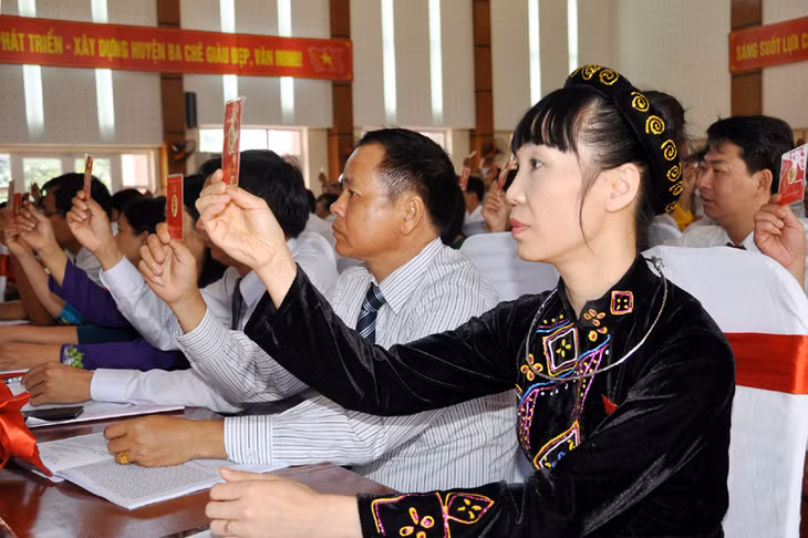 Đại biểu biểu quyết tại Đại hội.