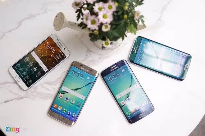 Bốn màu Galaxy S6 Edge tại Việt Nam.