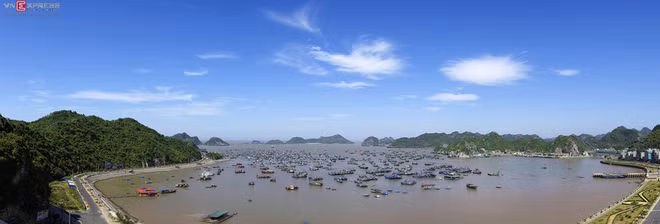 Những con tàu, nhà thuyền nuôi trồng thủy sản ở Cát Bà trở nên nhỏ bé hơn trong góc nhìn này. Đây đồng thời là khu du lịch nổi tiếng của Hải Phòng, cách trung tâm thành phố khoảng 30 km. Các điểm đến nổi tiếng ở đây là đảo Khỉ, bãi tắm Cát Cò, động Hùng Sơn, vườn quốc gia Cát Bà...