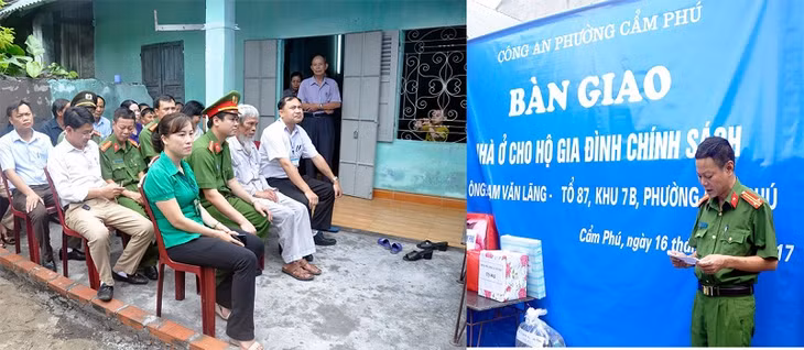 Công an phường Cẩm Phú hỗ trợ tiền, ngày xây dựng nhà cho gia đình ông Nguyễn Văn Lãng 