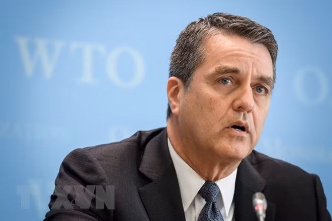Tổng Giám đốc WTO Roberto Azeved tại cuộc họp báo ở Geneva, Thụy Sĩ. (Nguồn: AFP/TTXVN)