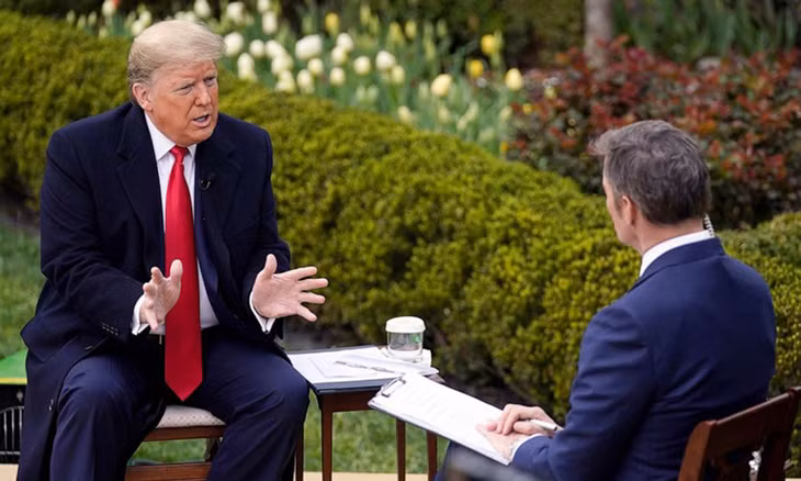 Tổng thống Mỹ trả lời phỏng vấn Fox News tại Nhà Trắng ngày 24/3. Ảnh: AP.
