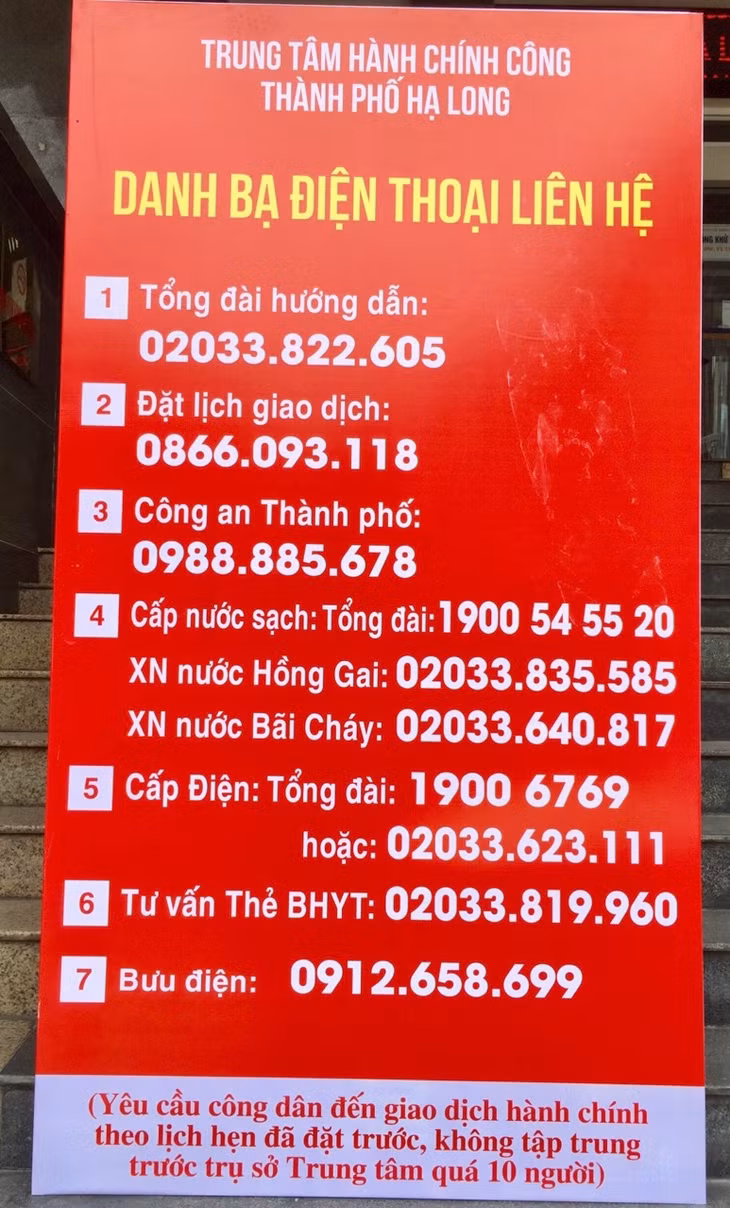 Các số điện thoại đường dây nóng công dân liên hệ để được hướng dẫn thủ tục HCC