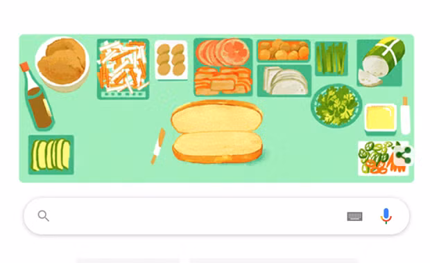 Google đã thay đổi logo trên trang chủ của mình để tôn vinh bánh mì Việt Nam. (Ảnh chụp màn hình)