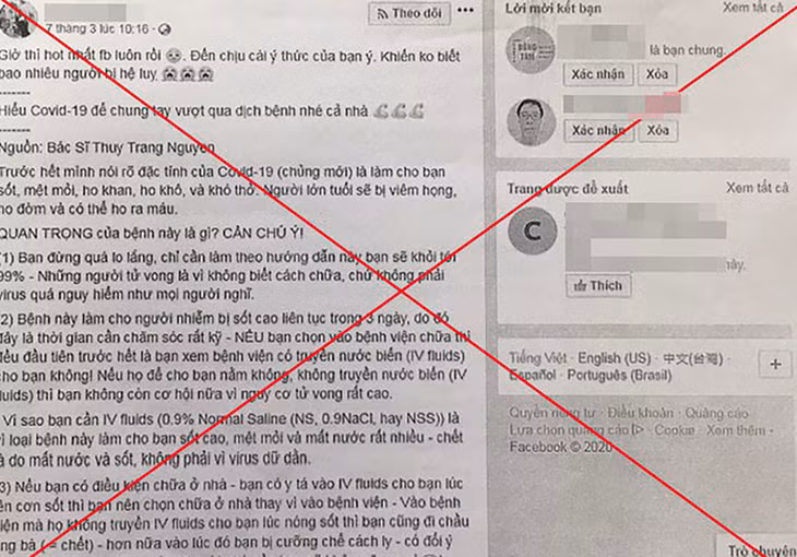 Thông tin sai sự thật về cách chữa Covid-19. Ảnh: Công an Hà Nội.