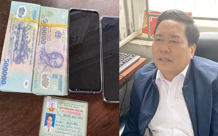 Ông Nguyễn Ngọc Đính cùng tang vật.