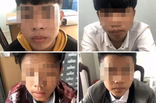  Các đối tượng Quốc, Nhân, Toàn, Dương tại cơ quan Công an.