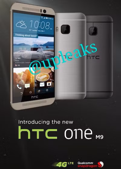 Ảnh quảng cáo của HTC One M9 được upleaks đăng tải.