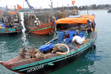 Hiện nay bà con ngư dân vẫn sử dụng dụng cụ cấm trong khai thác thuỷ sản làm ảnh hưởng nghiêm trọng đến nguồn lợi thuỷ sản. Ảnh Hữu Việt