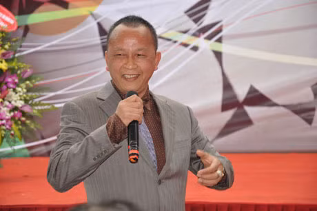 Ông Phạm Thanh Hùng, Chủ tịch CLB bóng đá TQN phát biểu tại Lễ xuất quân 