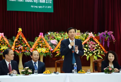 Đồng chí Nguyễn Văn Đọc, Phó Bí thư Tỉnh ủy, Chủ tịch UBND tỉnh phát biểu tại Bệnh viện Y học cổ truyền